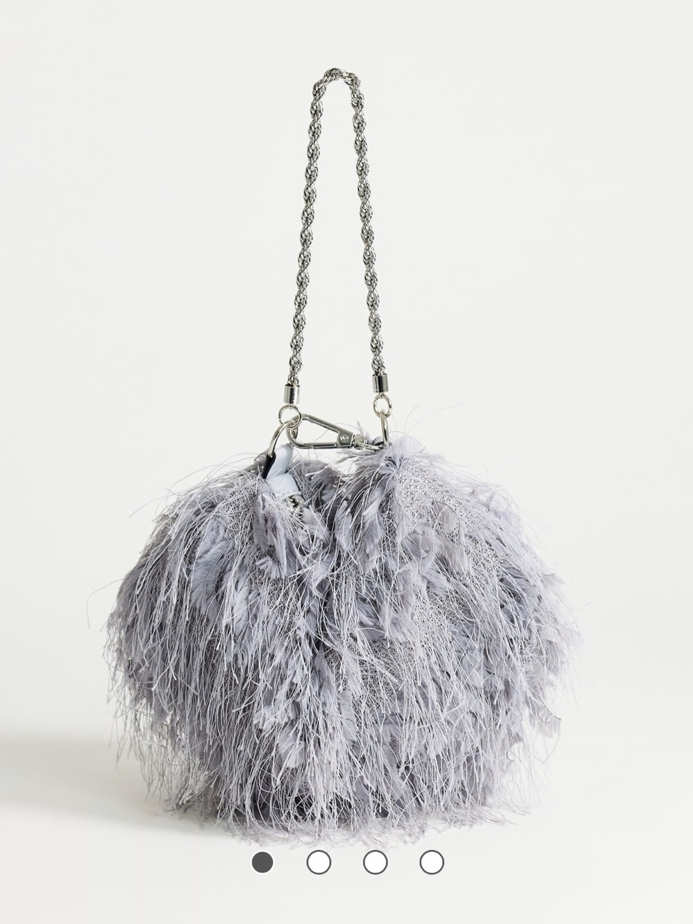 ASOS Silver-Grey Feather Ball Chain Crossbody Bag